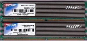 2GB 2x1GB PC2-6400 DDR2-800 PATRIOT PDC22G6400ELK PD000088 2.0V PERFORMANCE KIT - Picture 1 of 2