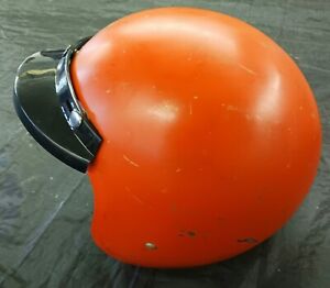 1970 Bell Toptex 7 1/2 Orange Motorcycle ATV Helmet~Visor Needs Restoration