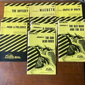 Cliff notes lot Of 7 Classics Homer Shakespeare Steinbeck Austen Hemingway - Picture 1 of 4