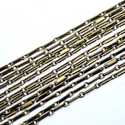 Vintage Patina Brass Bar and Link Chain 3mm 30 Inch Length - Image 1 of 2