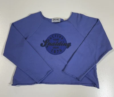 Sudadera corta vintage Spalding para mujer talla M/L deportiva entrenamiento azul lila años 80 Foto 1 de 4