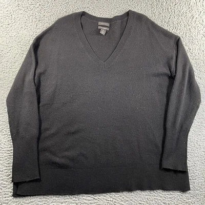 HALOGEN SWEATER WOMENS MEDIUM BLACK V NECK CASHMERE LIGHTWEIGHT LONG SLEEVE TOP - Image 1 of 4