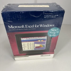 Microsoft Excel For Windows 3.0 1990 Vintage Part No 19903 BRAND NEW & SEALED - Picture 1 of 6