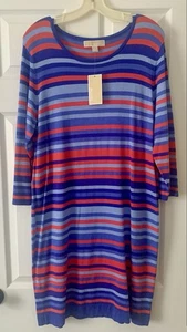 Michael Michael Kors XL Striped 3/4 Sleeve Sheath Dress NWT - Picture 1 of 10