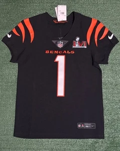 Camiseta deportiva auténtica de Ja'Marr Chase Cincinnati Bengals para el Super Bowl Nike Vapor Elite 40 - Imagen 1 de 12