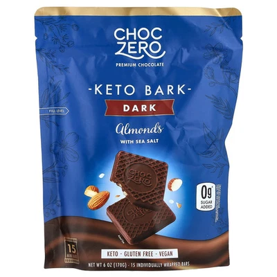 Keto Bark, Dark Chocolate, Almond With Sea Salt, 15 Mini Bars, 6 oz (170 g) - Image 1 of 2