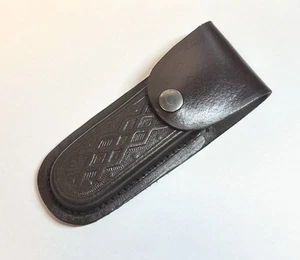FUNDA DE CUCHILLO DE BOLSILLO PLEGABLE | 5" Estuche de cuero genuino marrón con lazo para cinturón - Imagen 1 de 4