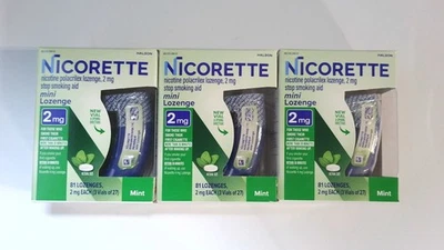 Nicorette 2 毫克迷你含片 * 大量 3 * - 完好 - 81 克拉(到期 09/26) — 第 1/2 张图片