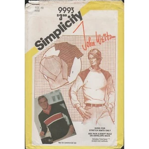 Simplicity 9993 Herren Pullover T-Shirt Muster John Weitz 80er Jahre Muster Gr. 40 UC - Bild 1 von 4