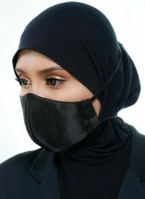 50 x Hijab Friendly Satin Silk Face Mask Adjustable Fasten Reversible Headband 1 - Image 1 of 4
