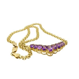 14K Yellow Gold Necklace with 6ctw Amethyst - 16" Long, 15g - Picture 1 of 6