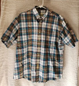 B-D Baggies Shirt Multicolor Plaid Size L Large Short Sleeve Flannel Button Down - Picture 1 of 6