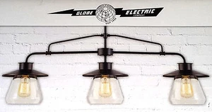 GLOBE ELECTRIC VINTAGE PENDANT CEILING LIGHT ANTIQUE GAS LIGHT MODERN REPRO NEW - Picture 1 of 3