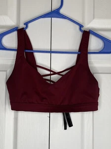 Victoria Secret Sport Bra Burgandy Maroon Criss Cross Back Workout Sz XS - Picture 1 of 5
