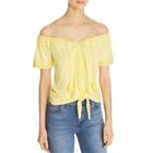 Design History Womens Yellow Lace Trim Tie Front Pullover Top Shirt L  7702