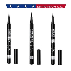 (3 PACK ) Rimmel Wonder’Ink Eyeliner - BLACK - Liquid Waterproof Precision Tip - Picture 1 of 10