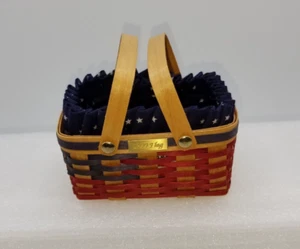 Bradford Basket BWB Miniature Patriotic American " 1999 Flag " w/ Fabric Liner - Picture 1 of 9
