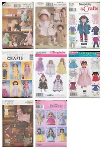Lot of 8 Doll Clothes/Stuffed Toy Patterns - Vogue/Simplicity/McCalls - Bild 1 von 1