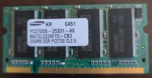 Samsung 256 MB SO-DIMM 333 MHz DDR SDRAM Memory (M470L3224FT0-CB3) - Picture 1 of 1