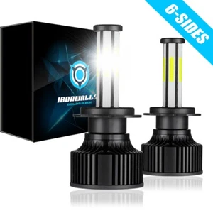 6-Sided H7 LED Headlight Bulbs High / Low Beam 360000LM 6500K Cold Bright White - Picture 1 of 12