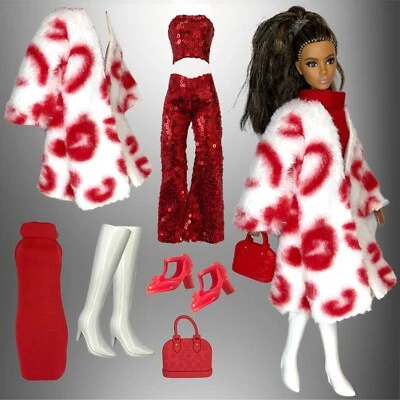 Eledoll Clothes Fashion Pack for 12 inch Doll Red White Set D2