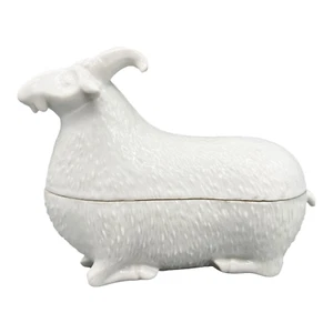 Vintage Mottahedeh White Ram Butter Dish/ Trinket Dish - Picture 1 of 11