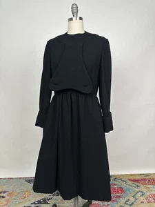 Vintage 1960s Geoffrey Beene Black Wool Long Sleeve Dress Mod - GoGo Style As Is - Picture 1 of 20