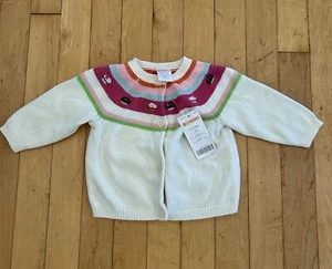 Cardigan Gymboree a righe cupcake 100% cotone denti dolci bambina 3-6 mos nuovo con etichette - Foto 1 di 5