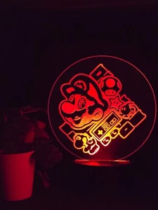 Mario Night Light 8 Colours LED Lamp USB Custom Gift - Picture 1 of 5