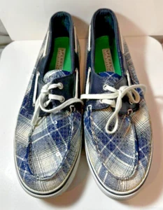 Mujer Sperry Top Sider 9.5M Marino Blanco Lentejuelas Cordones Pantuflas Bajas - Imagen 1 de 8