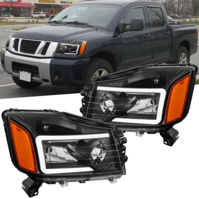 Conjunto de faros LED DRL cromados para Nissan Titan 2004-2015 2004-07 Armada Foto 1 de 4