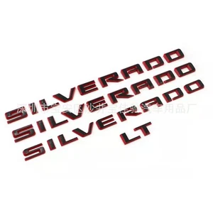 4Pc Black&Red SILVERADO LT Emblem Badge Nameplate Letters 2500HD Chevrolet - Picture 1 of 2