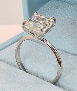 4.00 Ct F VS1 Asscher Cut Diamond Ring Lab Grown IGI Certified Set in Platinum - Picture 1 of 9