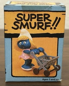 Vtg. Schleich Peyo Super Smurf Shopping Cart 6735. Smurfette. Brand New, Sealed! - Picture 1 of 7