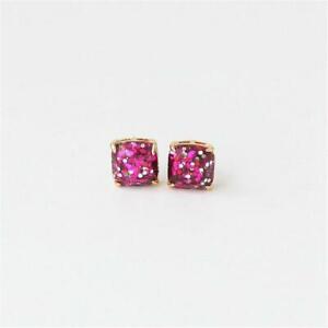New Kate Spade New York Purple Multi Glitter Small Square Mini Stud Earrings