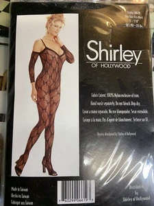 Shirley Of Hollywood womens Stretch Lace Body Stocking W/ LS And Open Crotch, Bl - Picture 1 of 7
