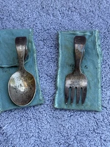 Tiffany and Co Sterling Silver Baby Set 2pc Fork And Spoon - Picture 1 of 14