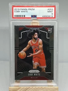 2019-20 Panini Prizm - Rookie Coby White #253 Ball in Right Hand Bulls PSA 9 RC - Bild 1 von 2