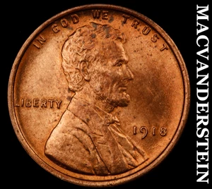 1918 Lincoln Wheat Cent - Red Choice Gem Brilliant Uncirculated  #E7156 - Picture 1 of 2