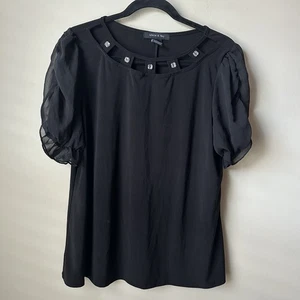 Adele & May Women’s Black Blouse With Flutter Sleeves Size XL - Picture 1 of 6