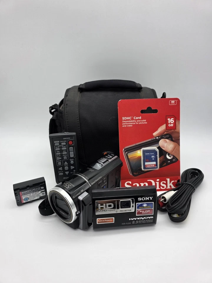 Sony Handycam HDR-PJ260 Full HD Built-in Projector w/ Remote, Battery No Charger - Image 1 of 4