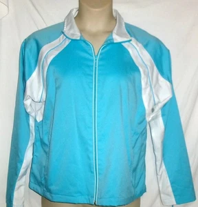 Cheetah Activewear Women's Windbreaker Size Large Aqua & White Mesh Lining NEW - Picture 1 of 9