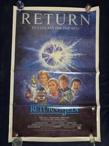 VTG ~ Star Wars: Return Of The Jedi ~ 1985 Reissue Original Movie Poster *Stain - Picture 1 of 10