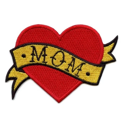 Mom Heart Tattoo Embroidered Iron On Patch - Image 1 of 2
