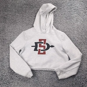 Felpa con cappuccio San Diego State SDSU Aztecs donna piccola grigia grafica ritagliata pullover - Foto 1 di 6