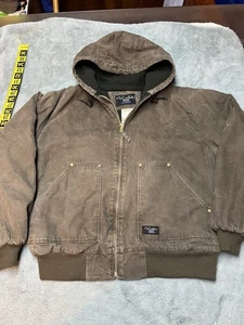 Giacca vintage Walls Duck Canvas con cappuccio zip intera uomo XL foderata in pile marrone - Foto 1 di 12