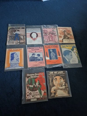  Vintage Antique Sheet Music variety Mostly Romantic Love War Songs Lot Of 10  - Image 1 of 4