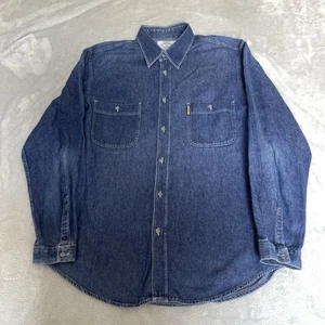 Armani Jeans Vintage 90s Herren Jeanshemd Blau Heavyweight Größe L / XL - Bild 1 von 16