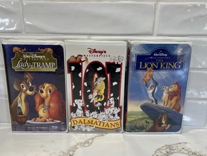 3 Disney Masterpiece VHS Tapes-101 Dalmatians- Lady & Tramp-Lion King - Picture 1 of 13