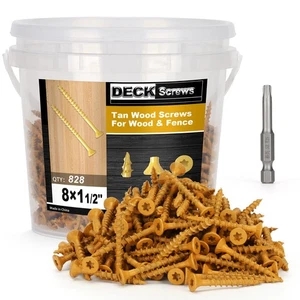 Deck Screws #8 x 1-1/2’’, T25 Star Torx Drive Flat Head Wood Screws, Tan, 5lb - Picture 1 of 6